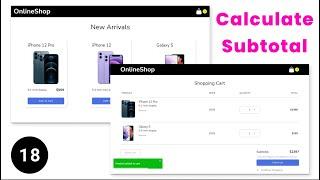 Complete Shopping Cart  - 18 Calculate the Subtotal  React and Redux Toolkit Course 