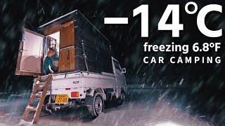 First danger -14 ℃ snow car camping is all frozen. DIY light truck camper. 143