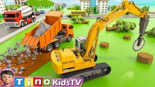 Excavator Driller & Cutter Trucks for Kids  Bypass Road Construction