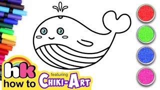 How To Draw Whale Easy  Cute Animals Drawing And Coloring  Chiki Art  Hooplakidz HowTo