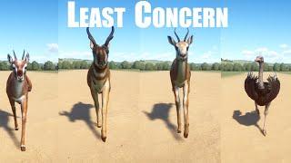Least Concern Animals Speed Races in Planet Zoo included Springbok Thomsons Gazelle Ostrich