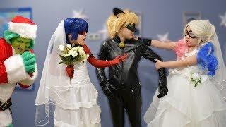 Harley Quinn wants to be bride. Battle Brides Ladybug vs. Harley Quinn. Who will choose the Cat Noir