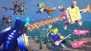 Warden vs Elder Guardian and Drowned Ocean Army Minecraft Animation Movie