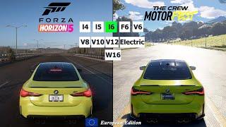Forza Horizon 5 vs The Crew Motorfest  Cars Engine Sound Direct Comparison  Different Engine Types