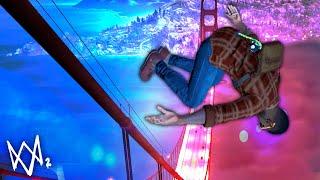 ESCAPING POLICE JUMPING OFF THE GOLDEN GATE BRIDGE in Watch Dogs 2