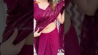 ️Queen Of Saree Navel️Maroon Silk Saree #silksaree #saree #shorts #ytshorts #viral #navel