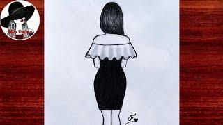 Easy girl backside drawing  Girl drawing step by step  Pencil drawing tutorial