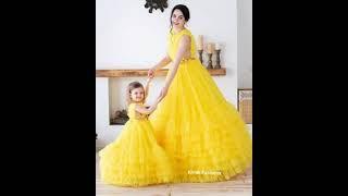 Mother and Daughter DuoCombination Frocks #babymomfrocks #gowns #motheranddaughterduo KF