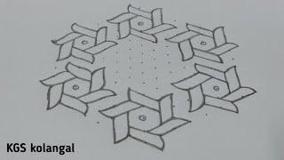 Beautiful rangoli design  15-8 dots rangoli muggulu  easy rangoli kolam  KGS kolangal