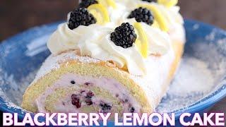 Dessert Blackberry Lemon Cake Roll Swiss Roll - Natashas Kitchen