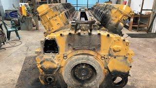 Tear Down of a 17000 Pound V16 Caterpillar 3516 - 1800 Horsepower 69 Liter Diesel Engine