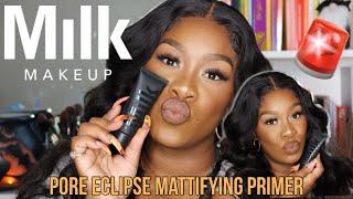 MILK  MAKEUP PORE ECLIPSE MATTE BLURRING PRIMER  REVIEW +WEAR TEST ON combination skin #milkmakeup