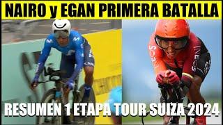 RESUMEN 1 ETAPA PROLOGO TOUR de SUIZA 2024 EGAN Bernal y NAIRO Quintana