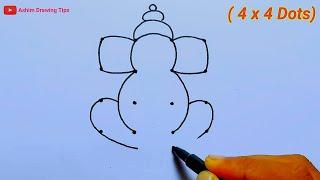 Lord ganesha drawing  4x4 dots lord ganesh drawing  ganpati drawing  Lord ganesh drawing easy