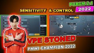 NEW 2.1 VPE Stoned Sensitivity Code & Control Code  PMWI Champion 2022 PUBGM