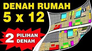 Denah Rumah 5x12 Ruangan Lega Sirkulasi Sehat - 2 Pilihan Denah