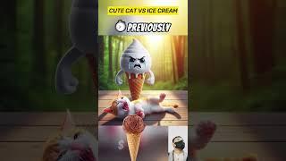cat fight with ice cream #cat #cute #catlover #kitten #ytshorts #cartoon #shorts