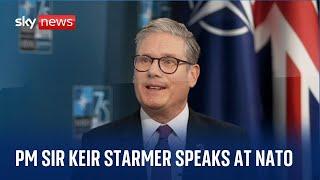 Prime Minister Sir Keir Starmer talks at NATO summit