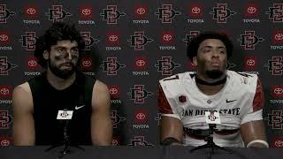 SDSU FOOTBALL PLAYERS JUDE WOLFE & TREY WHITE POST GAME AFTER CMU