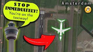 REAL ATC Transavia ALMOST TAKES OFF FROM THE TAXIWAY