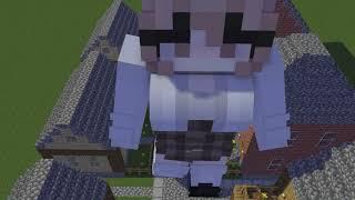 Giantess lady growth in the town Minecraft giantess animation