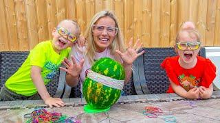 Watermelon and Floor is Lava challenge with Mom - Gaby and Alex