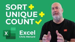 Excel - Combine the SORT UNIQUE and COUNT functions