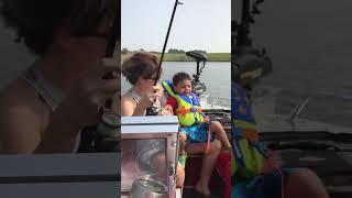 Little boy catches a fish and screams #fish #funny