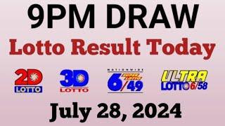 live Lotto Result Today 9pm draw 28 july 2024 Swertres Ez2 PCSO complete