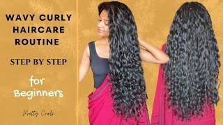 Wavy Curly Haircare Routine for beginners #hairtransformation #curlyhairroutine #curlygirlmethod