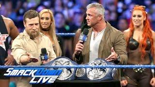 The new SmackDown Tag Team and Womens Titles are unveiled SmackDown Live Aug. 23 2016