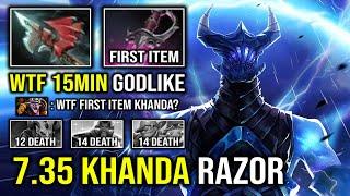 WTF 1st Item Khanda 15Min Godlike Solo Mid Razor 160% Crit Strike Max Static Link Absorb Dota 2