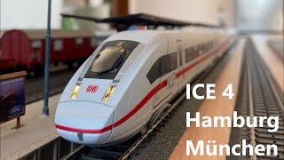 Märklin ICE4 auf Laminatbahn in Szene gestellt Artikel 39714 DB Baureihe 412 H0 187