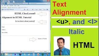 Text Alignment Underline Italic Tag in HTML - Lesson6