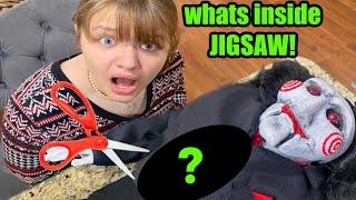 Whats INSIDE JIGSAW Cutting OPEN BiLLY THE PUPPET with Aubrey and Caleb