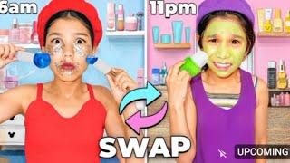 PICKY 9 - year old Sister and TEENAGER SWAP Skincare Routine 🫣  trailer️‍🩹