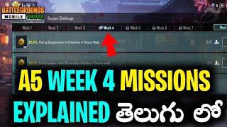 BGMI Week 4 Mission Telugu  BGMI A5 WEEK 4 MISSION 