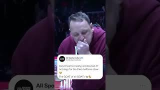 Joey Chestnut GOBBLES 47 GLIZZYS At The Cavs Halftime Show 