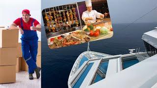 Storeroom and kitchen galley inside cruise ship