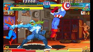 Captain America & Spiderman Vs Venom & Jin  Marvel vs. Capcom Clash of Super Heroes 