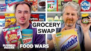 US vs UK Grocery Swap  Food Wars  Insider Food