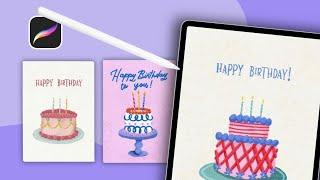 How to Draw a Vintage Birthday Card in Procreate
