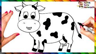 How To Draw A Cow Step By Step  Cow Drawing Easy