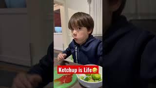 He Is Enjoying eating brocolli With ketchup #shorts #satisfying