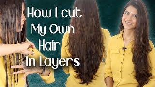 How I Cut My Hair at Home in Layers  Beautiful Long Layered Haircut Tutorial - Ghazal Siddique