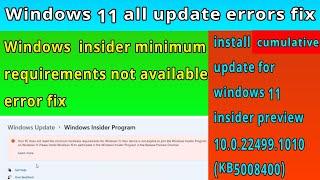 Update errors fix win 11  Windows insider program minimum requirements not available error fix