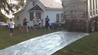 als ice bucket challenge - dump truck slip and slide