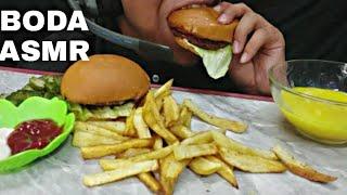 ASMR BURGER SANDWICH+FRIES *MUKBUNG*NO TALKING EATING SOUND BODA ASMR