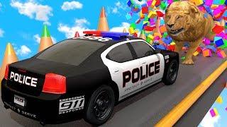 Police Car Breaking Blocks and Painting Street Vehicle with Learn Colors  ZORIP