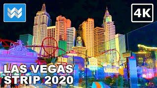 4K Las Vegas Strip at Night 2 HOURS Walking Tour Vlog & Vacation Travel Guide - Treadmill Workout